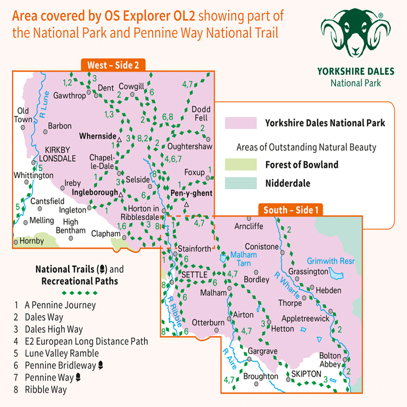 OS Active Map OL2 - Yorkshire Dales - Southern and Western areas-1